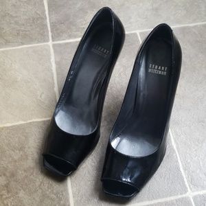 Stuart Weitzmen Peep Toe Black Patent Heels